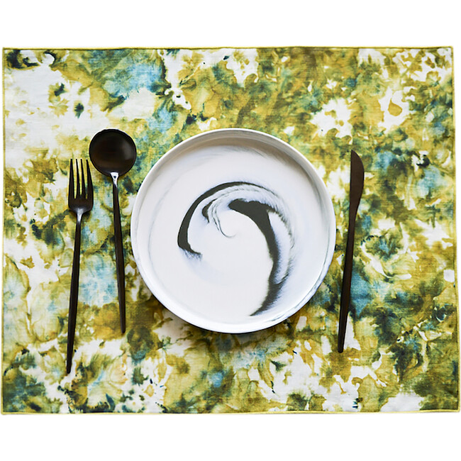 Green Marble Placemat with Chartreuse Trim