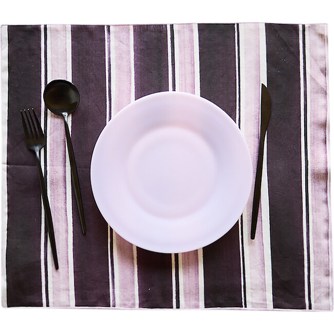Rose Stripe Placemat with Pale Pink Trim