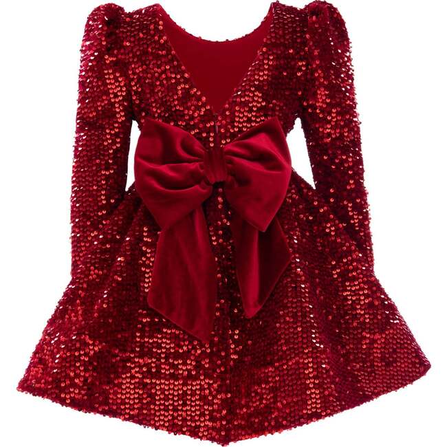 Merribrook Sequin Bow Dress, Red - Dresses - 2