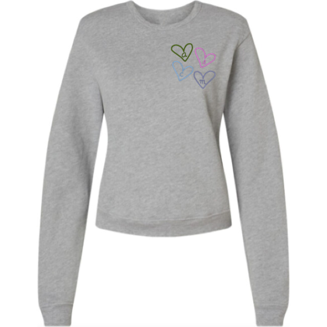 Women's Personalized Initial Heart Sweatshirt, Grey