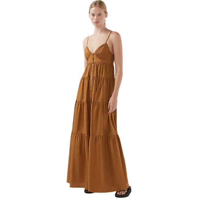 Women's Xiola V-Neck Tiered Maxi Dress, Camel
