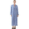Women's Jude V-Neck Split Cuff Shirt Dress, Aegean Stripe - Dresses - 1 - thumbnail
