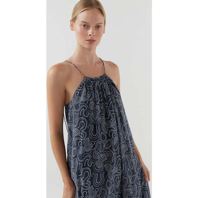 Women's Jacques A-Line Maxi Dress, Dot Print Navy - Dresses - 3