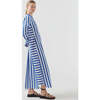 Women's Jude V-Neck Split Cuff Shirt Dress, Aegean Stripe - Dresses - 3