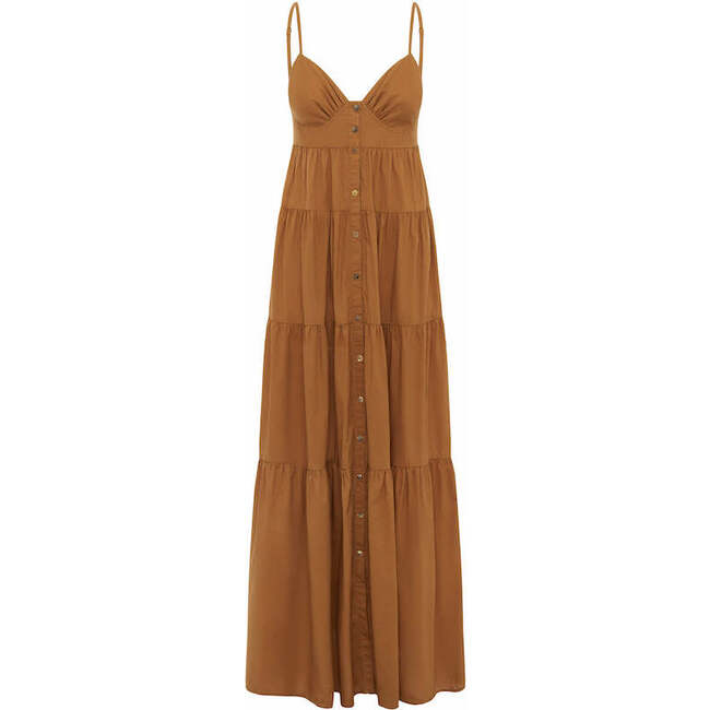 Women's Xiola V-Neck Tiered Maxi Dress, Camel - Dresses - 4