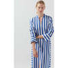 Women's Jude V-Neck Split Cuff Shirt Dress, Aegean Stripe - Dresses - 5