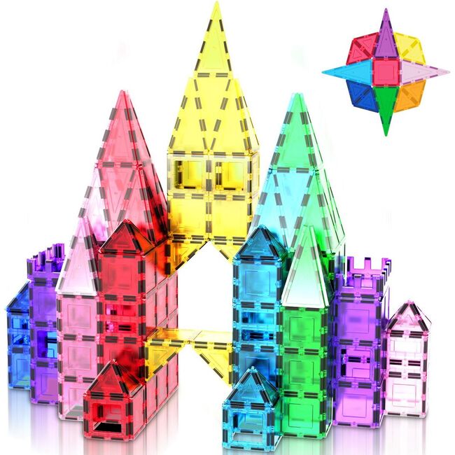 Magnetic Building Blocks Set with Car Base - STEM Toys - 1