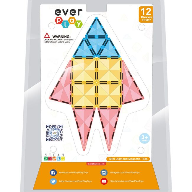 EverPlay 12pc Magnet Tiles Building Block Toy Set