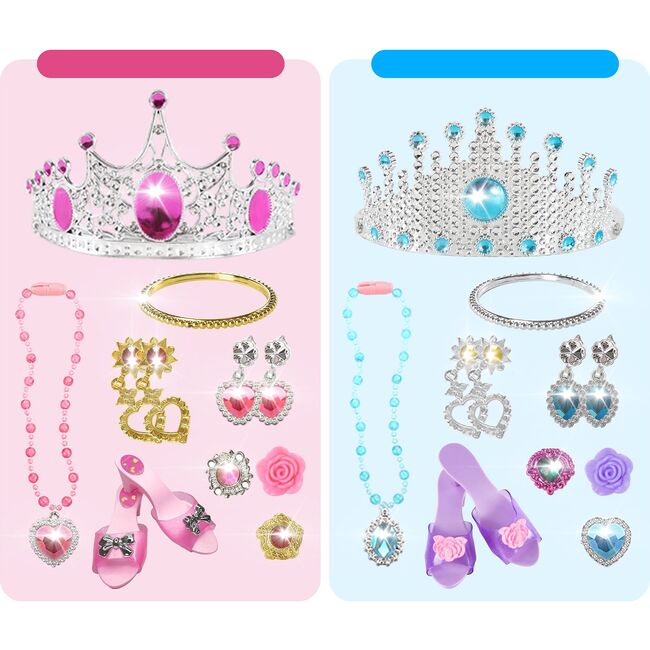 Kids 24 Piece Fairytale Royal Princess Dress Up - Pretend Play Tiara, Jewelry Boutique, Shoes & Fashion Accessories - STEM Toys - 3