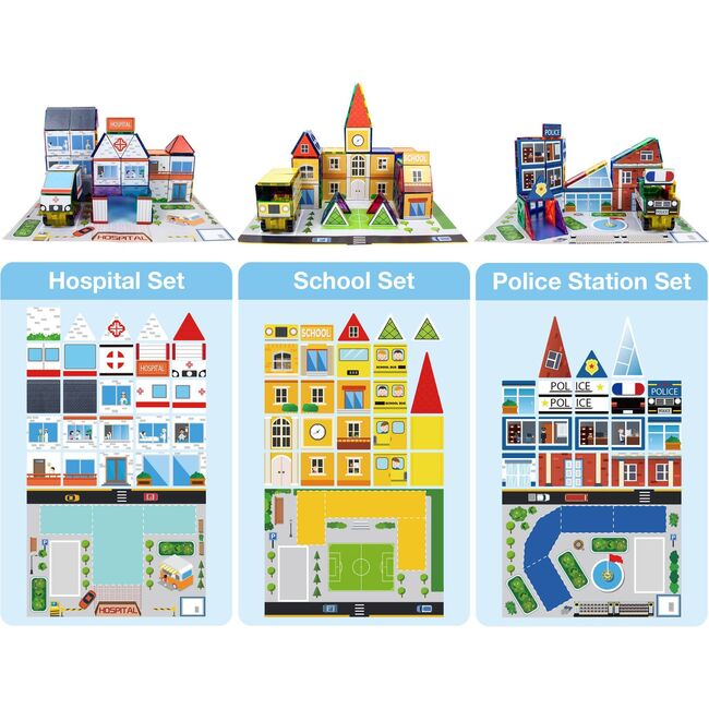 80pc School, Hospital, and Police Station Theme Set - STEM Toys - 3