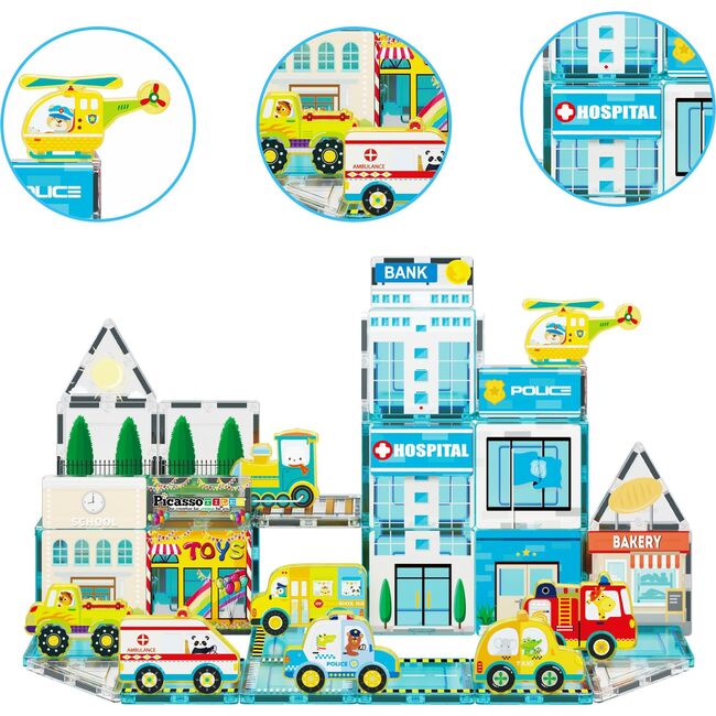 Magnetic Tiles Building Construction Blocks Metro City Town  - STEM Toys - 4