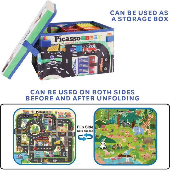 Foldable & Collapsible Reversible Car and Animal Theme Storage Bin - STEM Toys - 3