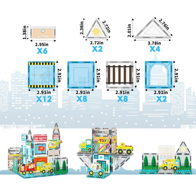 Magnetic Tiles Building Construction Blocks Metro City Town  - STEM Toys - 6