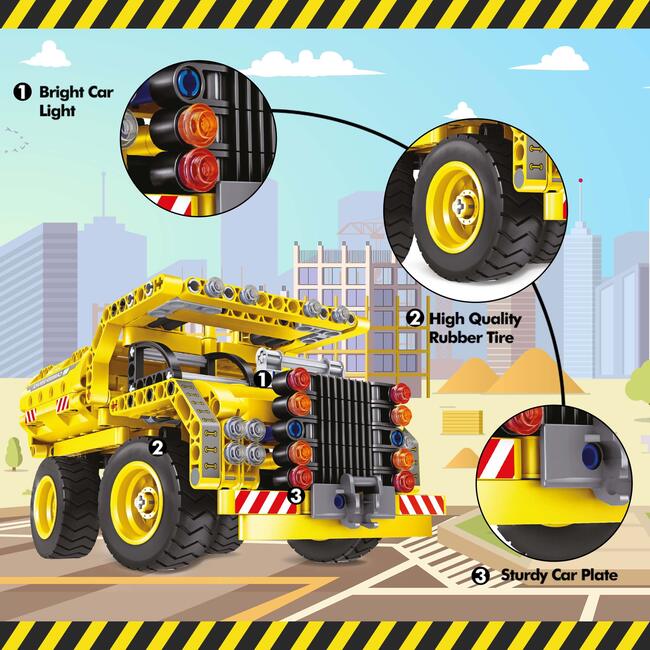 EverPlay 361 Piece 2-In-1 Flying Propeller Airplane & Dump Truck Model Construction Building Brick Block - STEM Toys - 4