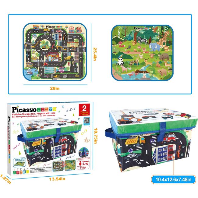 Foldable & Collapsible Reversible Car and Animal Theme Storage Bin - STEM Toys - 6