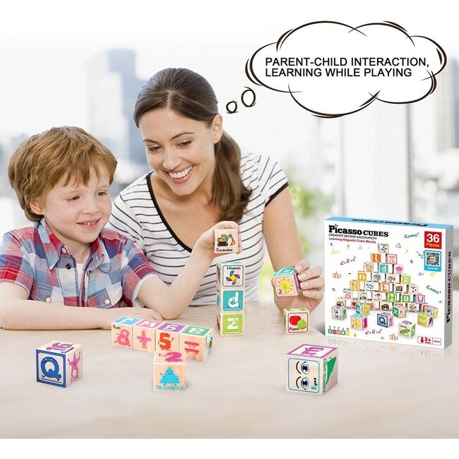 36 Piece Magnetic Cubes Alphabet & Numbers - STEM Toys - 2