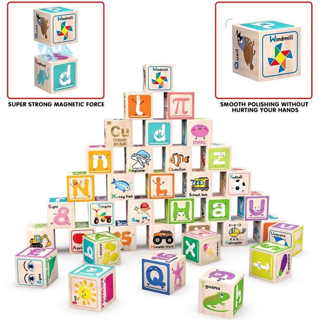 36 Piece Magnetic Cubes Alphabet & Numbers - STEM Toys - 5
