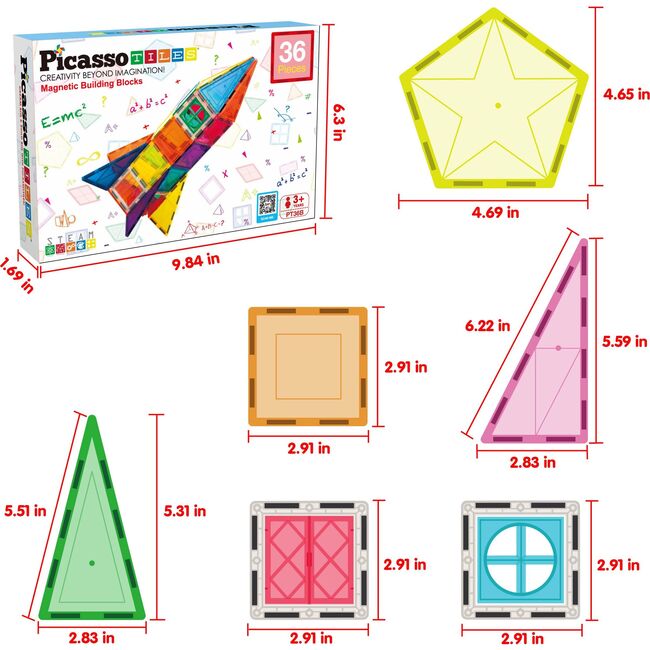36pc Rocket Ship Magnetic Building Block Set - STEM Toys - 6