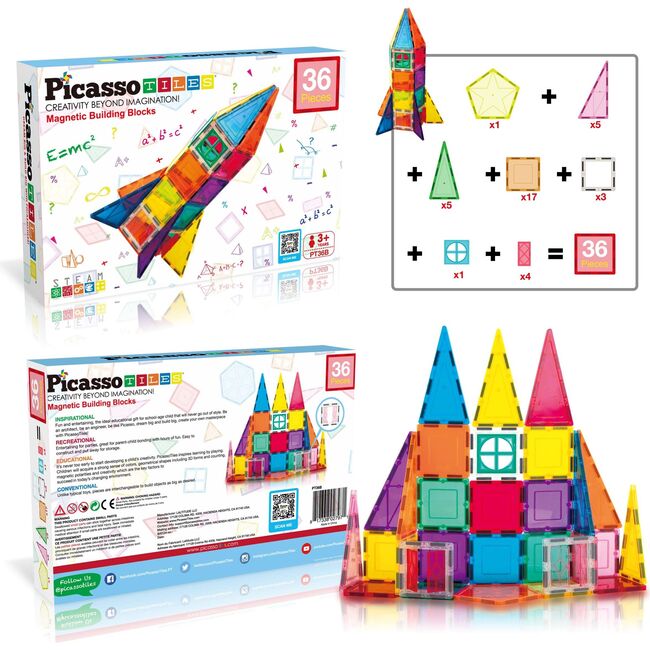 36pc Rocket Ship Magnetic Building Block Set - STEM Toys - 7