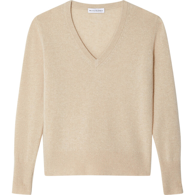 Women's Essential Cashmere V-Neck Sweater, Sand Wisp Heather
