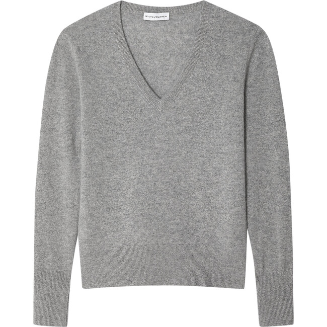 Women's Essential Cashmere V-Neck Sweater, Grey Heather