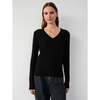 Women's Essential Cashmere V-Neck Sweater, Black - Sweaters - 2