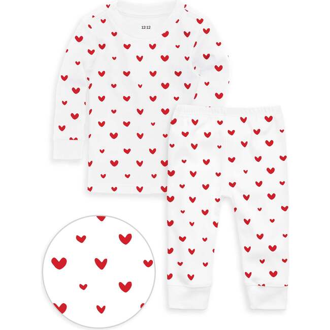 The Organic Long Sleeve Pajama Set, Poppy Jelly Bean Hearts