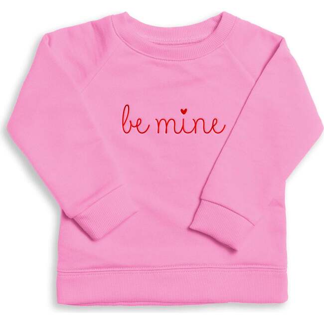The Organic Embroidered Pullover Sweatshirt, Malibu Pink Be Mine - Sweatshirts - 1