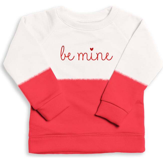 The Organic Embroidered Pullover Sweatshirt, Poppy Dip Dye Be Mine - Sweatshirts - 1