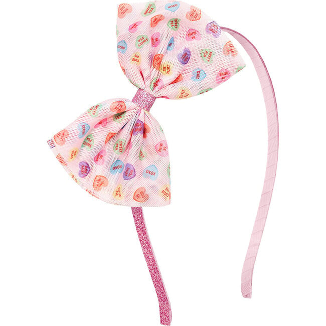 Candy Hearts Valentine's Day Tulle Bow Headband, Multi