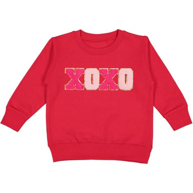 XOXO Patch Valentine's Day Sweatshirt, Red - Sweatshirts - 1