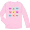 Candy Hearts Valentine's Day Long Sleeve Shirt, Pink - Shirts - 1 - thumbnail