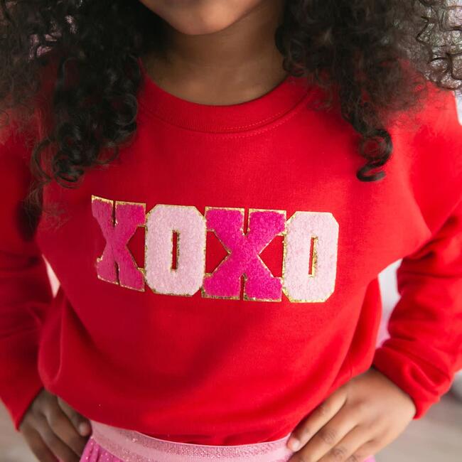 XOXO Patch Valentine's Day Sweatshirt, Red - Sweatshirts - 2