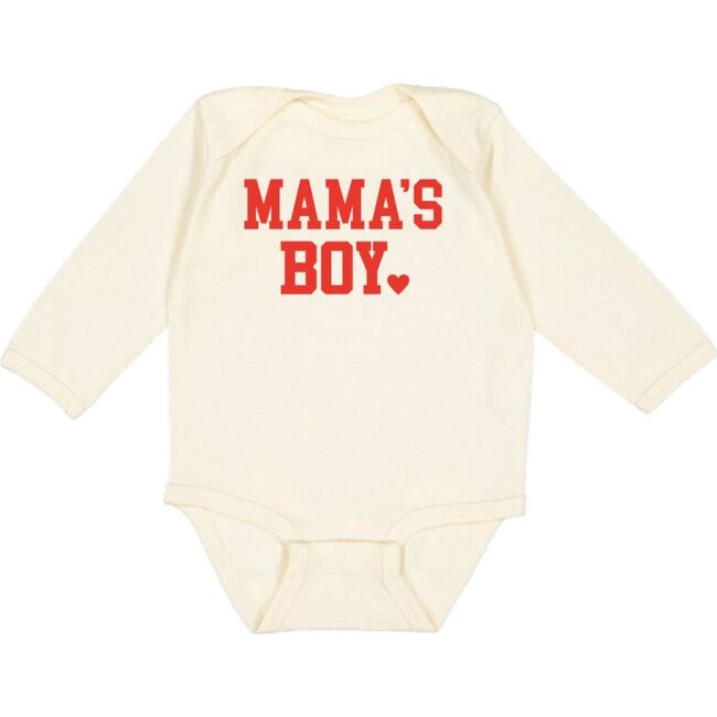 Mama's Boy Valentine's Day Long Sleeve Bodysuit, Natural