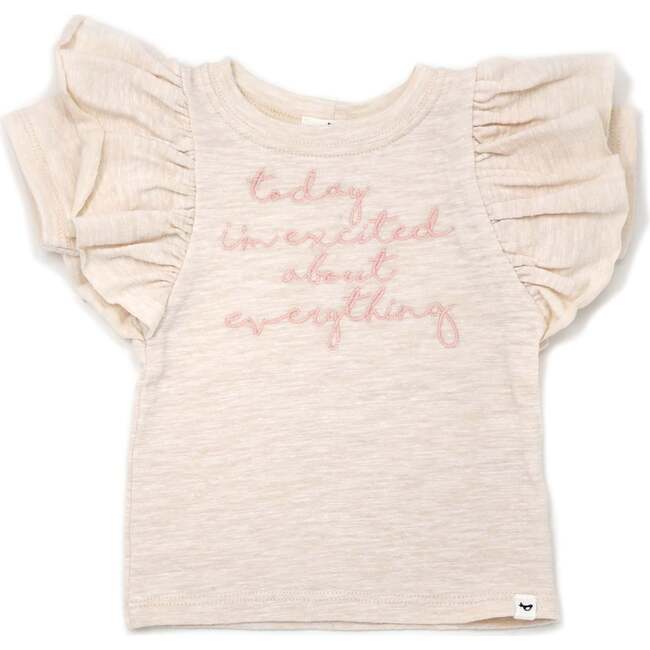 "today i'm..." Embroidery Butterfly Slub Tee, Sand Heather