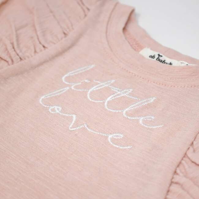 "little loves" Embroidery Butterfly Slub Tee, Pale Pink - T-Shirts - 2