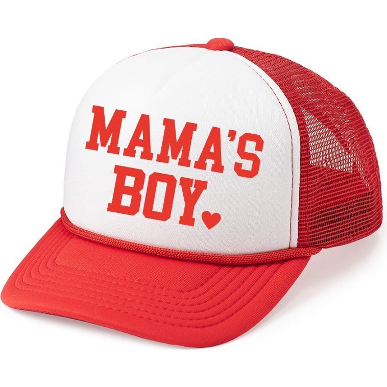 Mama's Boy Valentine's Day Trucker Hat, Red - Hats - 1