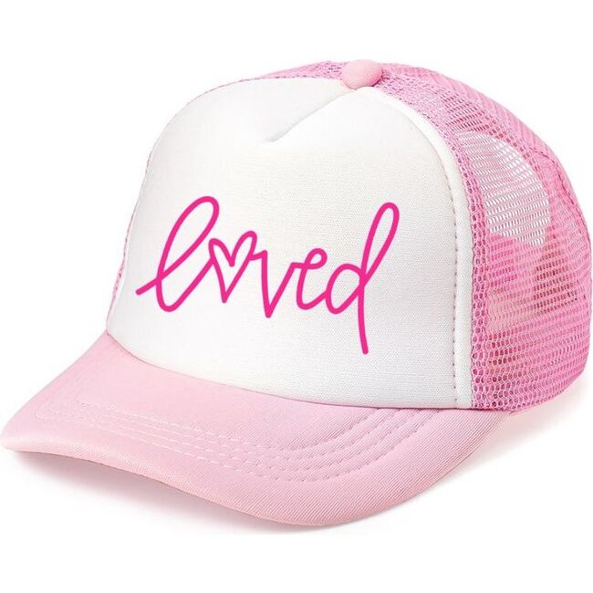 Loved Valentine's Day Trucker Hat, Pink - Hats - 1
