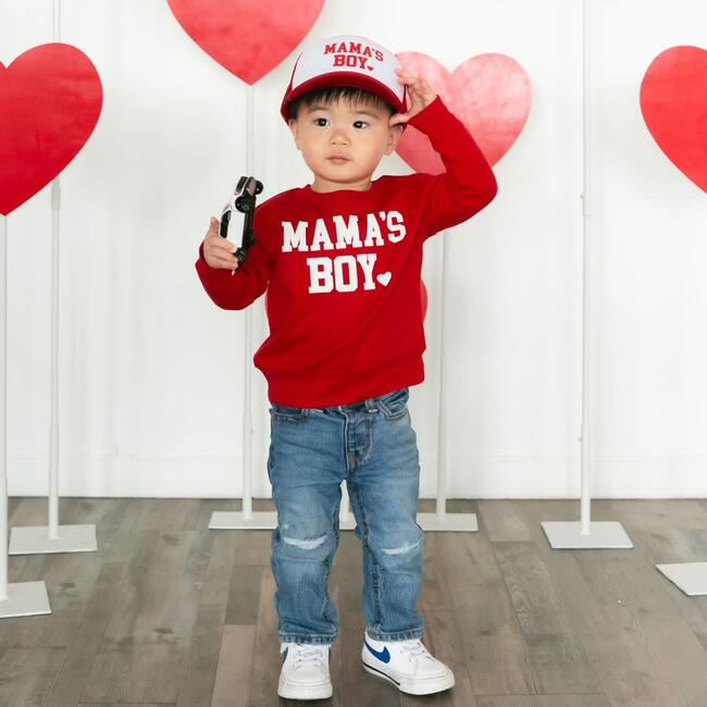 Mama's Boy Valentine's Day Trucker Hat, Red - Hats - 3