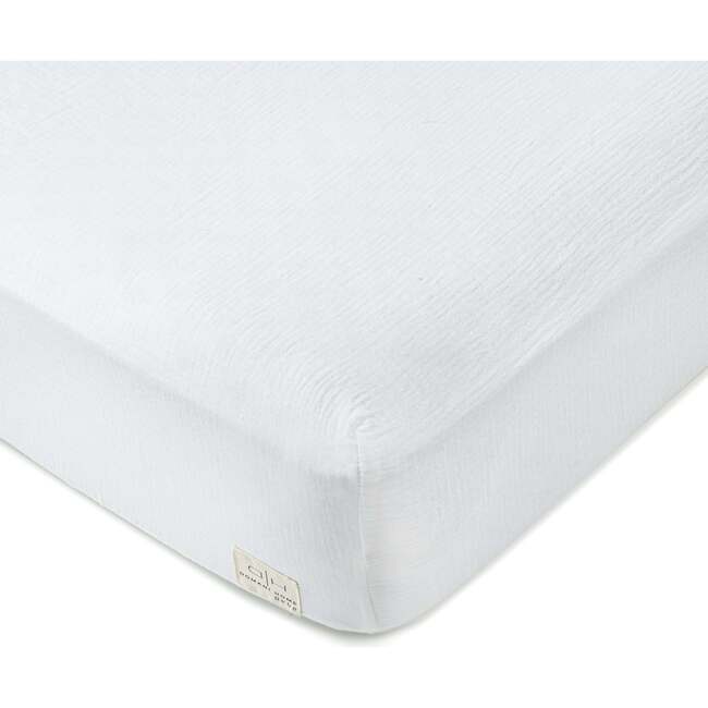 Gauze Linen Crib Sheet, White