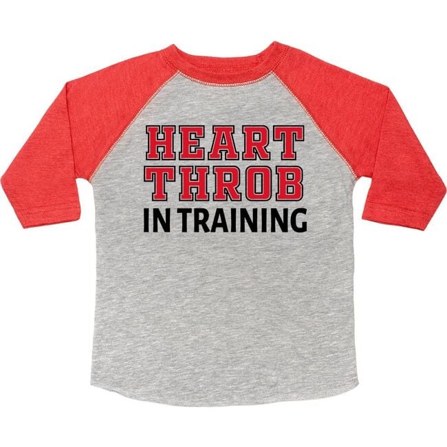 Heart Throb in Training Valentine's Day 3/4 Shirt, Heather/Red