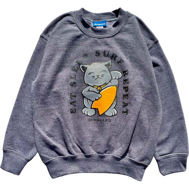 Surf Cat Sweatshirt, Dark Heather Grey