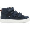 Soft Nappa Leather Sneaker Boots, Dark Blue - Sneakers - 1 - thumbnail