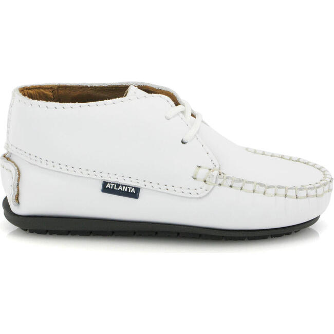 Smooth Leather Moccasin Boots, White