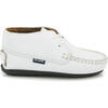 Smooth Leather Moccasin Boots, White - Boots - 1 - thumbnail