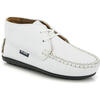 Smooth Leather Moccasin Boots, White - Boots - 2