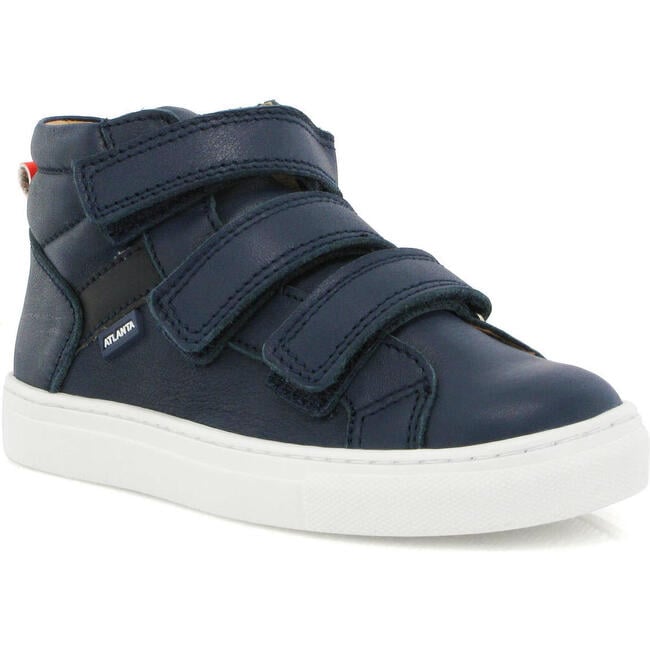 Soft Nappa Leather Sneaker Boots, Dark Blue - Sneakers - 2