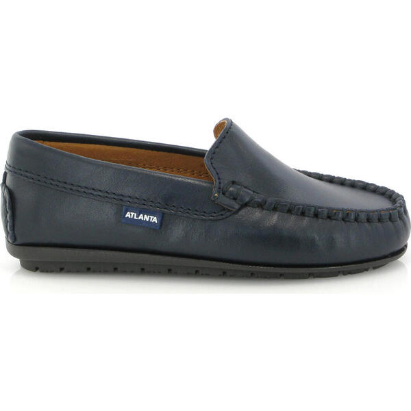 Plain Mocassins, Dark Blue Smooth Leather - Atlanta Mocassin