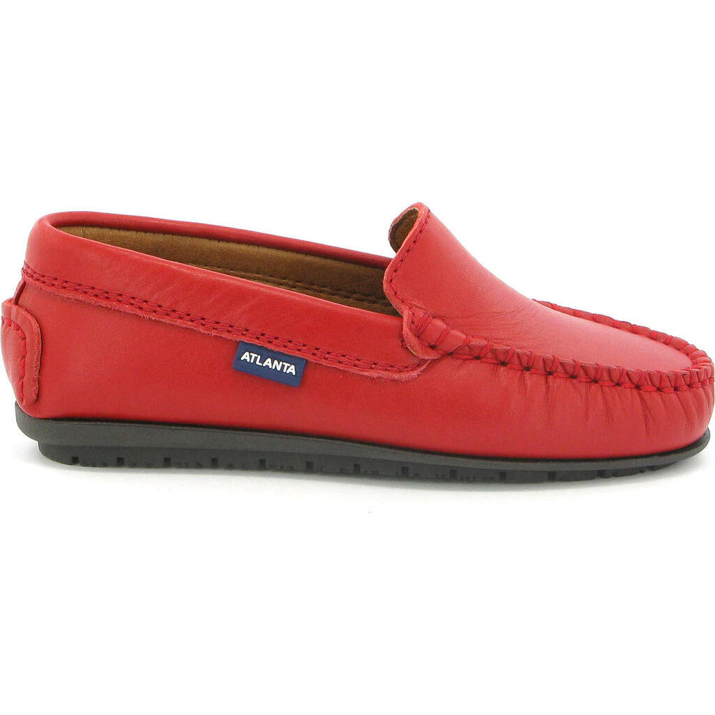 Plain Mocassins, Red Smooth Leather - Loafers - 1