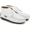 Smooth Leather Moccasin Boots, White - Boots - 3